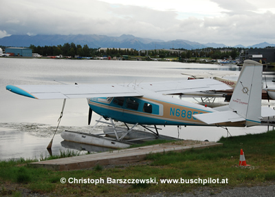 Helio Super Courier on floats, Lake Hood Seaplane Base, Alaska